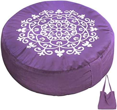 TokSay Buckwheat Meditation Cushion - Comfortable Floor Pillow for Sitting on Floor- Traditional Zafu Meditation Pillow - Floor Cushion Seating for Adults - Yoga Bolster (Purple)