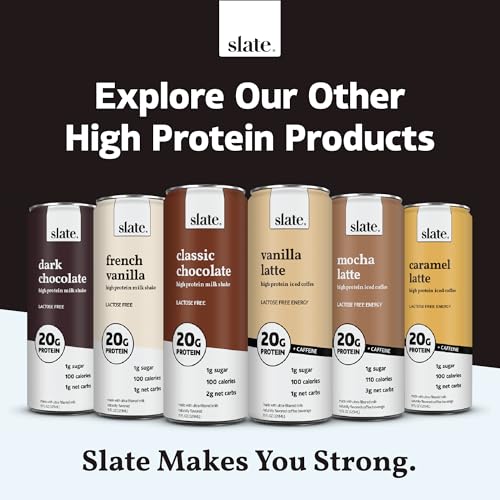 Slate Milk - Ultra Protein Shake - Chocolate - 42g Protein, 2g Sugar, 200 Calories, 4g Net Carbs - Lactose Free, No Added Sugar - Made with Ultra Filtered Milk - Breakfast Boost, Post Workout - 15 fl oz, 12 Cans