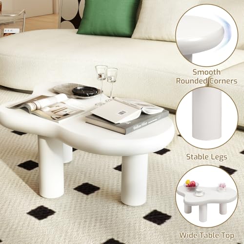 Table basse blanche durable 86cm pour effacer les traces de verre salon - 6