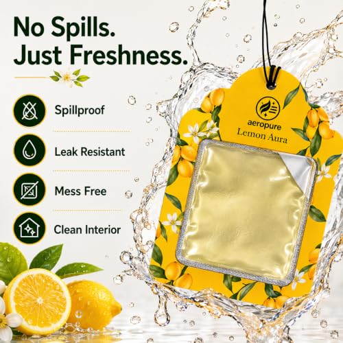 Image of Aeropure Gel Wink Hanging Car Perfume | Long-Lasting Gel Based Car Air Freshener | Car Accessories | Last Up to 30 Days | Lemon Aura - Pack of 4