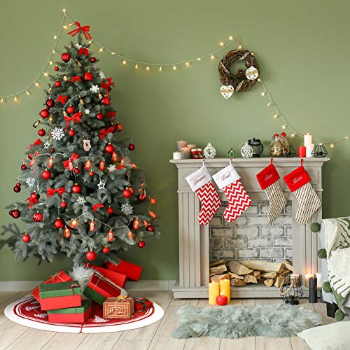 WBHome Christmas Tree Skirt, 48 inch Double-Layer Cable Knit Knitted Thick Rustic Holiday Decoration, Christmas Tree Pattern - Thumbnail 2