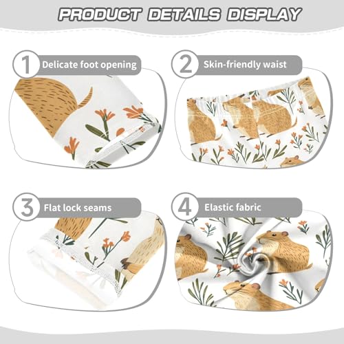 Red Flower Capybara Q Girls Leggings Athletic Pants Tights Stretch Bottom3