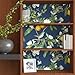 Dark Blue Floral Wallpaper Peel and Stick, Vintage Bird Leaf Fruit Contact Paper, Self Adhesive Waterproof Removable Botanical Wall Paper Mural 17.5