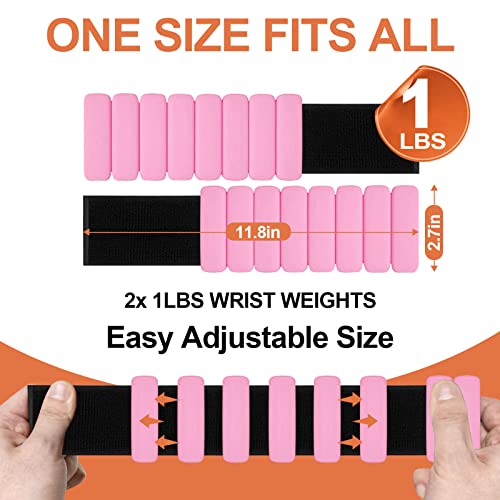 66Fit Wrist Ankle Weights Set Of 2 (1Lb Each) Adjustable Ankle Weights For Women Men Kids Increase Training Intensity Wrist Weights Sets For Women Strength Training Walking Running Yoga Pilates(Pink) #TOP3
