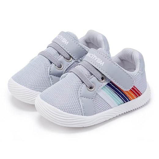 BMCiTYBM Baby Shoes Boys Girls Mesh Sneakers Infant Breathable Walking Shoes Lightweight Non-Slip First Walkers 6 9 12 18 24 Months Grey Size 12-18 Months Infant