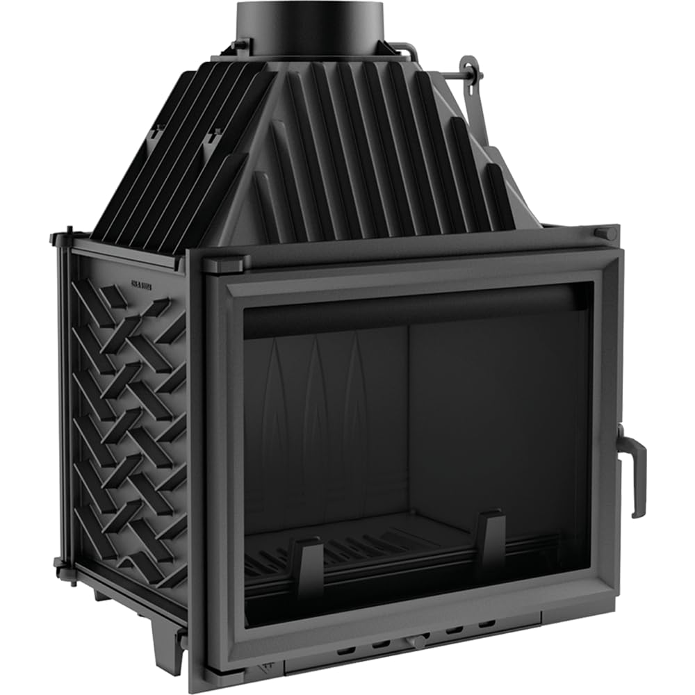 KRATKI Inserto per camino in ghisa a legna ZUZIA 15 kW Ø200 frontale A 16 | Ghisa nero, efficienza 80,2%, classe A. Ecodesign.; vetro dritto; efficiente emissione di calore; controllo manuale dell'aria