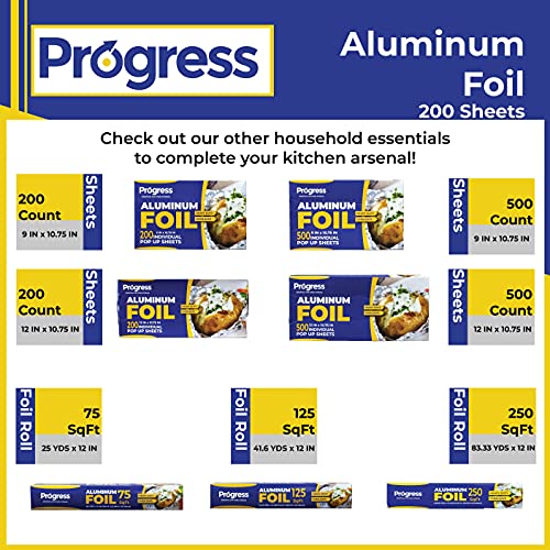 Pop-Up Aluminum Foil Wrap Sheets 9 X 10 3/4 Silver 200 Per Box - Non-Stick Heavy Duty Aluminum Foil Sheets For Restaurants, Delis & Catering (9" X 10 3/4", 200) #TOP5