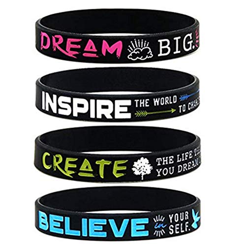 NineJewelry Inspirierendes Armband für Männer Frauen - Inspiriertes Silikonarmband Dream Believe Inspire Create Sentiment Motivierende inspirierende Manschettenarmbänder für Erwachsene Cover