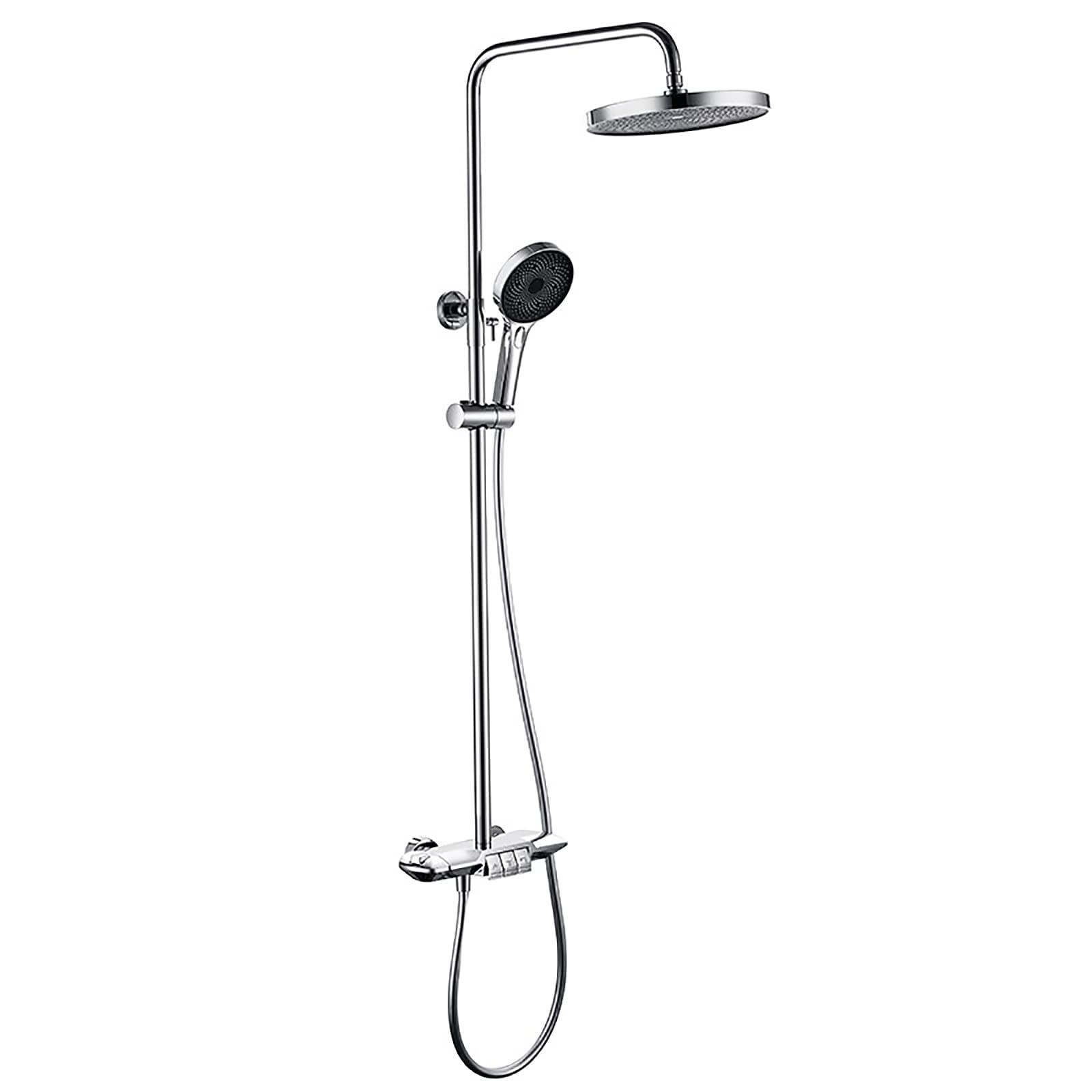 OZBMA shower set thermostatic system with head faucet wall mounted combo single handle rainfall 3 modes handheld shower, tub spout,chrome