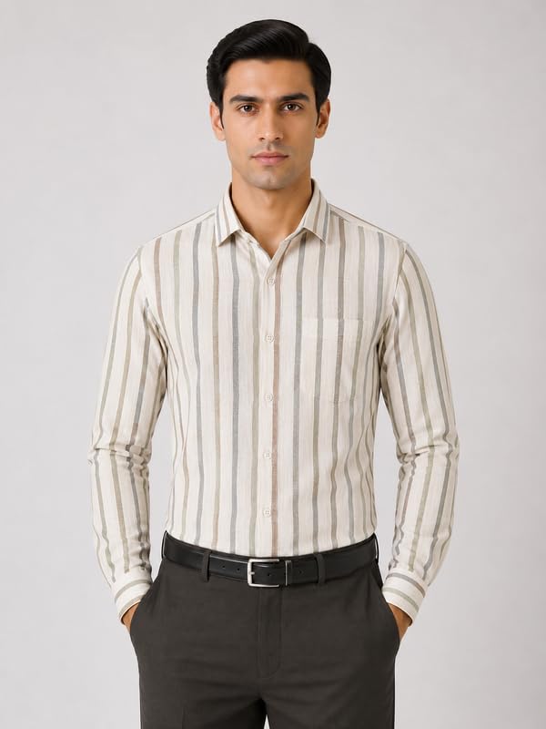 Image of Men's Striped Cotton Formal Shirt