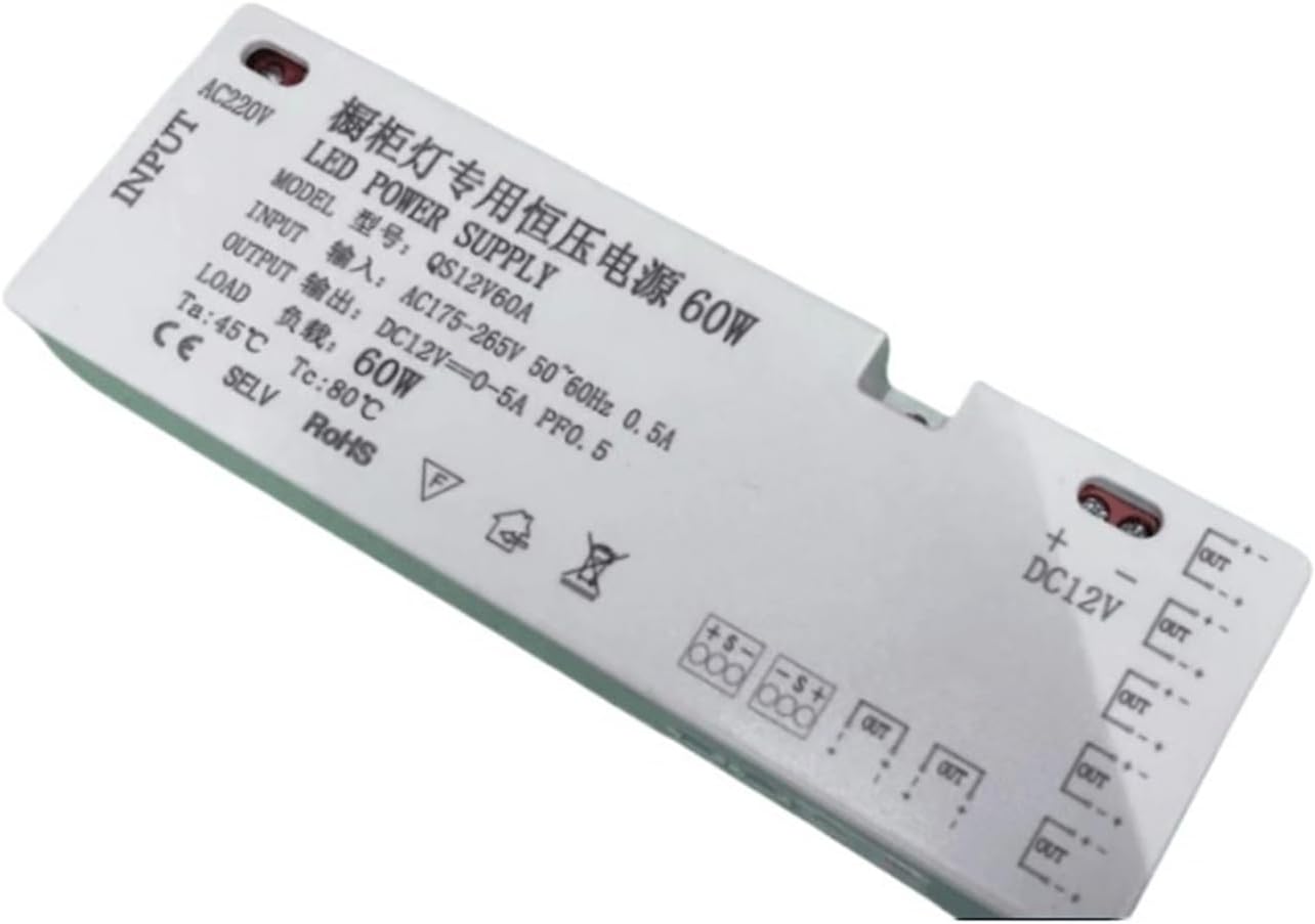 LED Wardrobe Cabinet Light Power Supply 24w 36w 60w 100w 150w Home Lighting Interface Induction Switch Power Supply(60w 12V 5A-7 Output Ports)