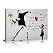 Canvas Prints Wall Art for Bedroom Balloon Girl and Rage The Flower Thrower Banksy Street Art Graffiti Guy Small Framed Artwork Black and White Wall Decor Pics Office Restaurant bar for Living Room