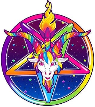 1997 Neon Rainbow Baphomet Pentagram Sticker Decal Window Bumper Sticker Vinyl 5"