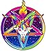 Political Decals 1997 Neon Rainbow Baphomet Pentagram Sticker Decal Window Bumper Sticker Vinyl 5"