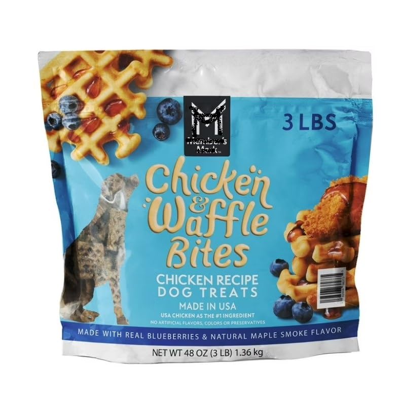 Member Marks Chicken & Waffle Bites Chicken Recipe Dog Treats 48 Oz ~ (1 Pack).