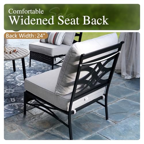 Sophia & William 6 Piece Patio Furniture Set, Half-Moon Curved Outdoor Sofa, Wicker Rattan Outdoor Conversation Sets,Beige - Image 6