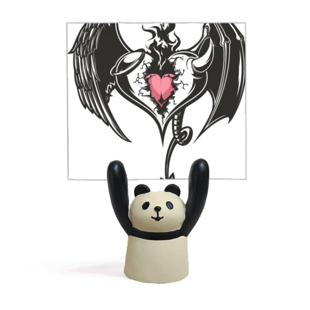 Porte-mémo panda aux ailes de cœur pour décoration de bureau