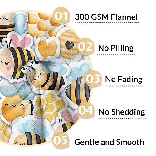 Bee Blanket Gifts, 30"x40" Cute Bee Print Throw for Women Girls, Soft Cozy Warm Flannel for Sofa Bed