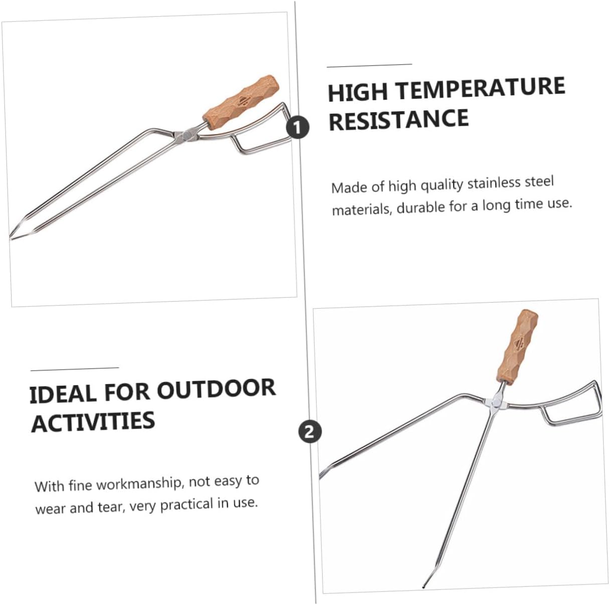 Stainless Steel Bbq Clamp Charcoal Clip Firewood Holder Outdoor Log Grabber for Fire Pit