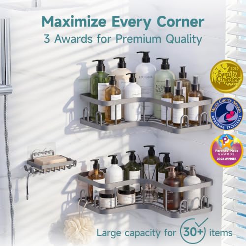 Image of Veken Corner Shower Caddy 3-Pack, Advanced Rustproof Design&Stable Storage