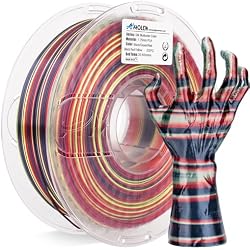 AMOLEN Silk PLA 3D Printer Filament, Shiny Multicolor Rainbow PLA Filament 1.75mm, Fast Color Change PLA 3D Printing Filament for Most FDM 3D Printer, Black Red Yellow, 1kg (2.2lbs)