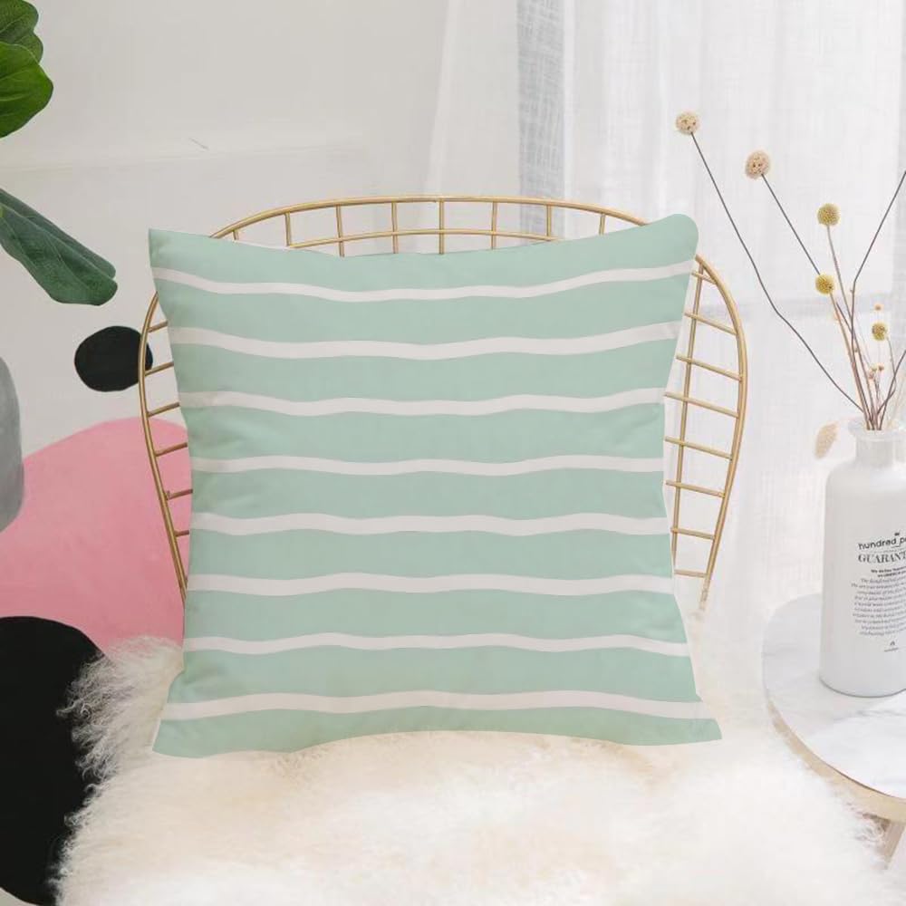 HYMSXW Cushion Cover,Throw Pillow Case Home Decorative for Living Room Bedroom Sofa Chair 20X20 Inch,l wind art, mint green, green, dancing,Pillowcase 50X50cm