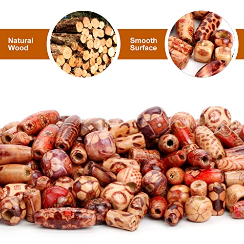 290 Pcs Natural Wood Bead for Macrame Various Shapes Loose Wooden Craft Beads - Image 3