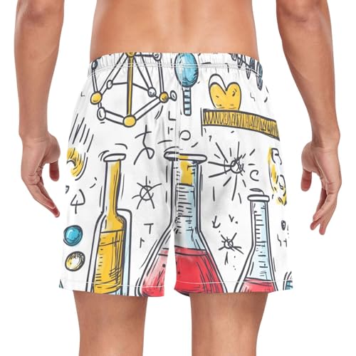 Mens Swim Trunks with Liner, Science Bottle Star Cool Quick Dry Beach Swim Shorts, Swimwear Bathing Suits S2