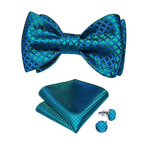 Image of DiBanGu Mens Silk Self Bow Tie Set 4PCS for Tuxedo Wedding