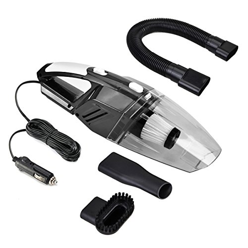 Preisvergleich Produktbild Auto Staubsauger, tragbare Handheld Auto Reiniger DC12-Volt 120W Feucht & Trocken Staubsauger mit 5m (16.4FT) Netzkabel und Taschenlampe (Schwarz)
