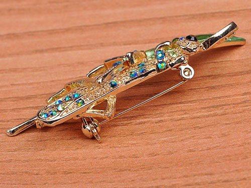 Alilang Peridot Green Grasshopper Crystal Brooch #TOP26
