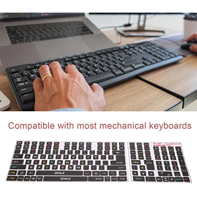Vikye 2-Pack Universal English Keyboard Stickers, Frosted, PVC, Scratch Resistant, Suitable for 84-108 Keys Mechanical Keyboards