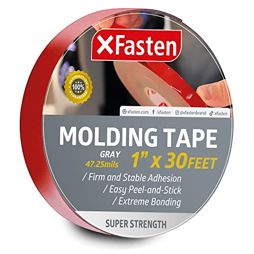 XFasten Super Strength Automotive Molding Tape, Gray, 1-Inch x 30-Foot, ...