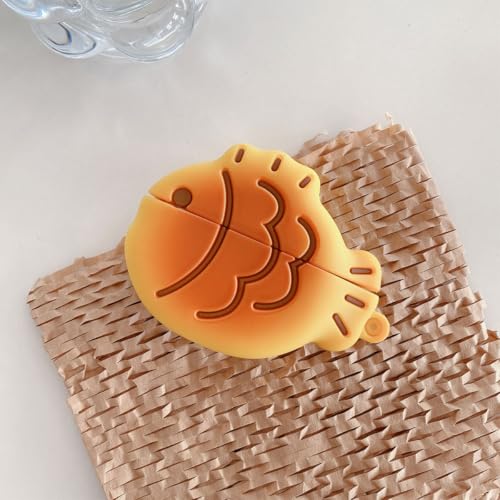 Earphone Case for AirPods Pro/Pro 2, Cute Creative Taiyaki Fish Cookie Shape Soft TPU Silicone Case, Lucky Taiyaki Food Biscuit AirPods Pro 2 Cover Protective Skin Protector by ELVRLA - Used condition - US$10.93