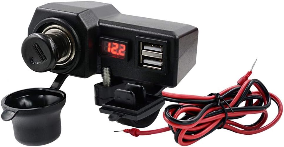 Waterproof 12V Motorcycle with LED Voltmeter ON Off for Cellphones Mobile Tablets