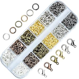 Cierres para Pulseras Kit 132pcs Cierres de Langosta y 840pcs Anillos Abiertas de Salto Enganches Para DIY Manualidades Pulseras Colgantes de Joyería Hebilla de Collar