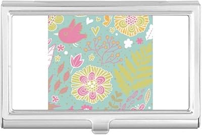 Green Leaves Flower Plant Paint Business Card Holder Case Pocket Box Wallet