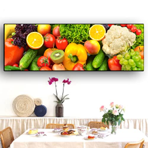 Affiche cuisine scandinave fruits et légumes art moderne 40x120
