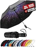 Repel Umbrella Windproof Auto Folding Travel Umbrella - Withstands Winds up to 85MPH, For Rain and Sun – Strong, Compact, Durable, Light & Portable For Women & Men, Fits Backpack & Cars - Starry Night