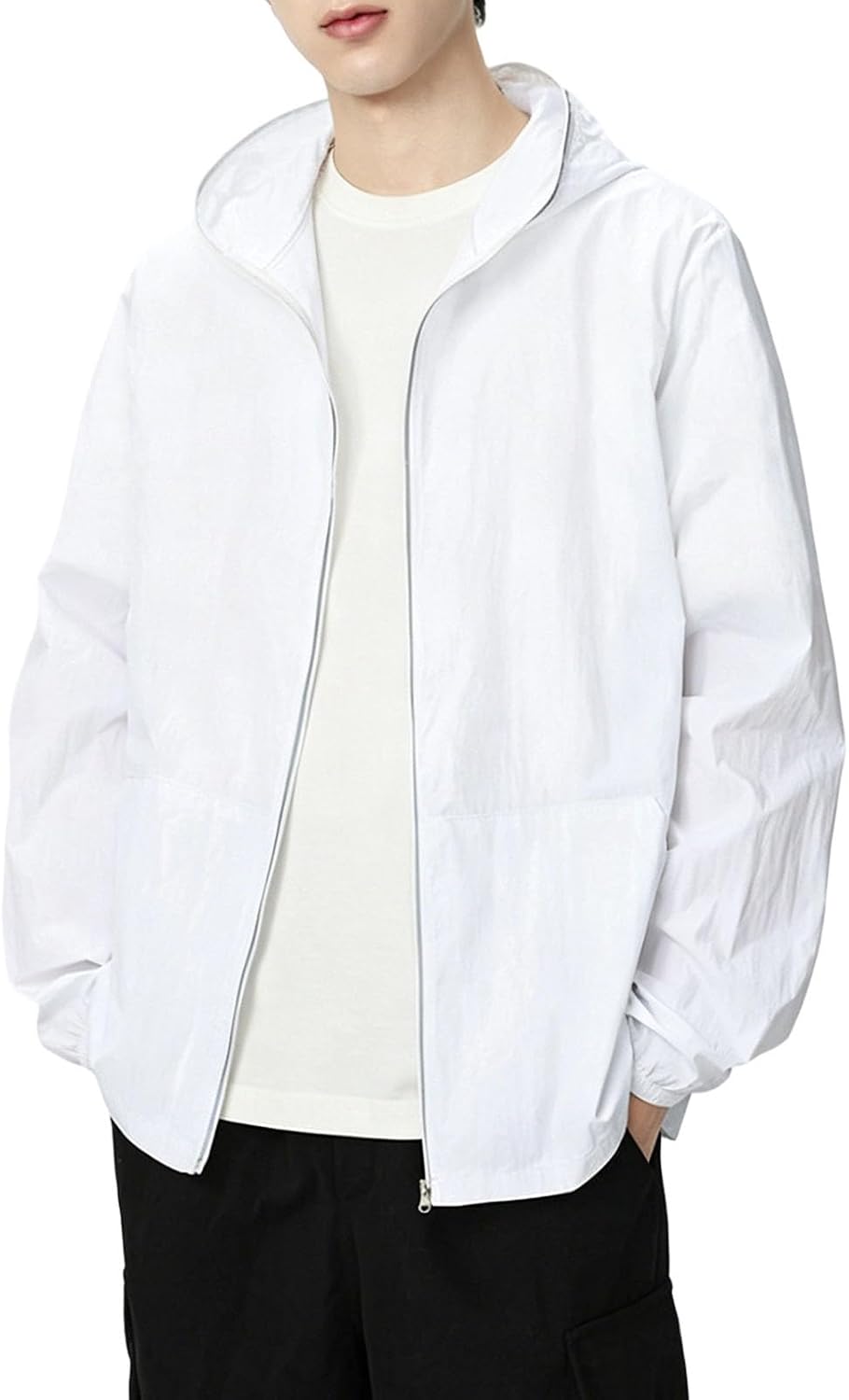 Men Casual Rain Jackets with Pockets:Fashion Long Sleeve Loose Coats Hiking Golf Fishing Outfits 2026 Summer