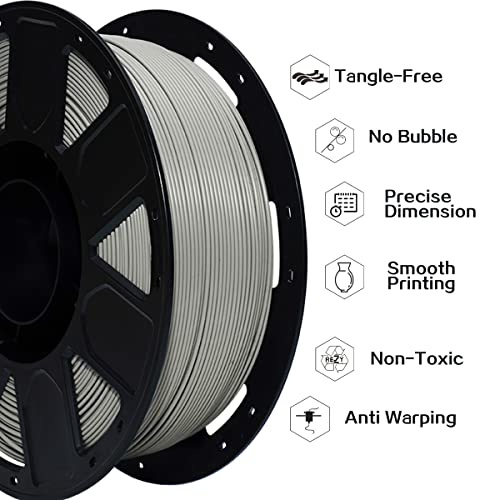 Pla Plus (Pla+) 1.75Mm 2Kg Grey 3D Printing Filament, Rongtong 3D Printer Pla + Filament Bundle Spool (4.41Lbs Total) Toughness Smooth Printing, Dimensional Accuracy +/- 0.03Mm #TOP3