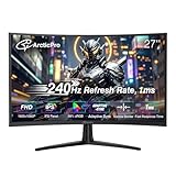 ArcticPro 27inch 240Hz Curved Gaming Monitor, FHD 1080p, 1ms Response Time, 4000:1 Contrast, PC Monitor, Adaptive sync, 3-Sided Frameless, Ultra Slim, 120% sRGB, Bluelight Filter,HDMI & DP Ports,Black