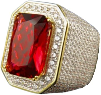 Viyuroyk 925 Sterling Silver Shiny Wide Face Emerald Ruby Cubic Zirconia Rings Diamond Rings for Women Jewelry Findings Earring Backs Findings (US Code 12, ruby)
