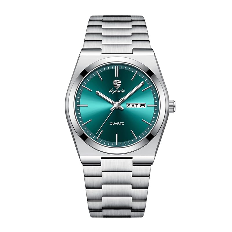 Montre à quartz pour homme lisible la nuit avec calendrier complet et boîtier étanche en acier
