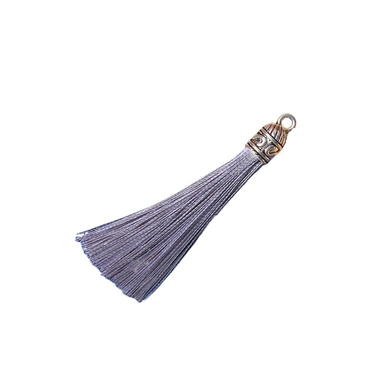 Mini Tassels 50Pcs Keychain Tassel Charms Bulk Silky Handmade Tassels Mini Crafting Tassel for Earrings Bracelets Necklaces DIY Craft for Crafts(Grey)