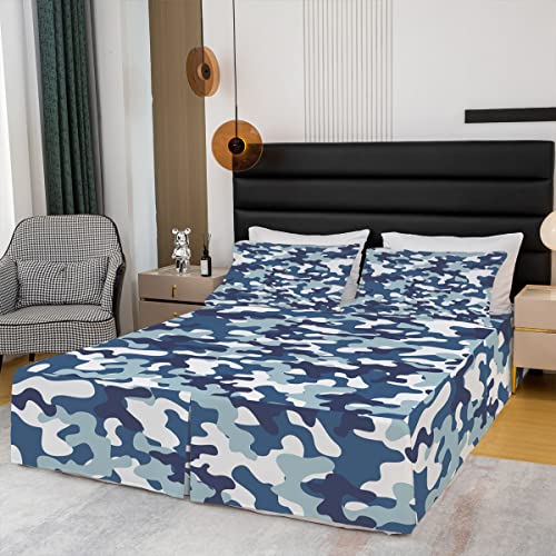 Erosebridal Tie Dye Bed Skirt, Boys Camouflage Bed Skirts For Teens Kids Abstract Art Camo Design Gaming Bedskirt, Decorative 3 Pcs Farmhouse Bedding Set With 2 Pillowcases, Queen Size #TOP2