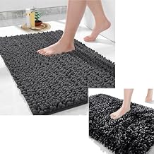 Yimobra Bathroom Rug Non Slip, Extra Thick Soft Absorbent Chenille Bath Mat, Machine Washable Quick Dry Bath Rugs for Bathroom Floor, Tub and Shower, Home Decor Accessories