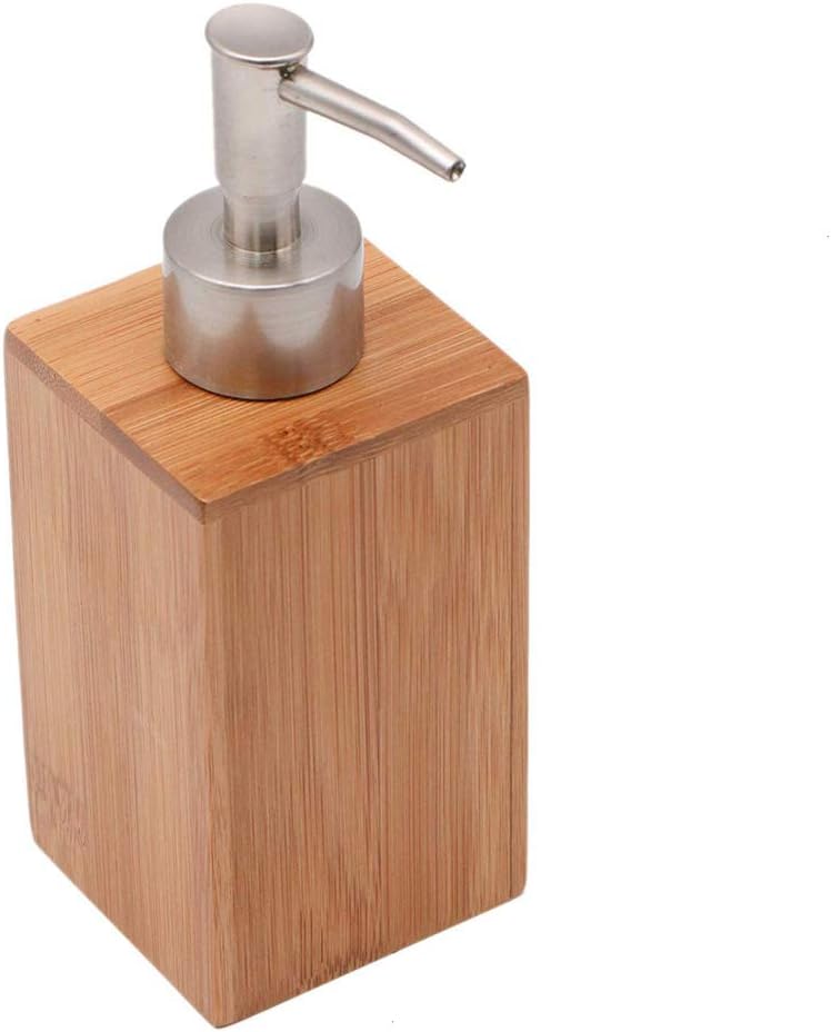 Bamboo Hand Soap Bottle,Lotion Dispenser Pump Wood Square