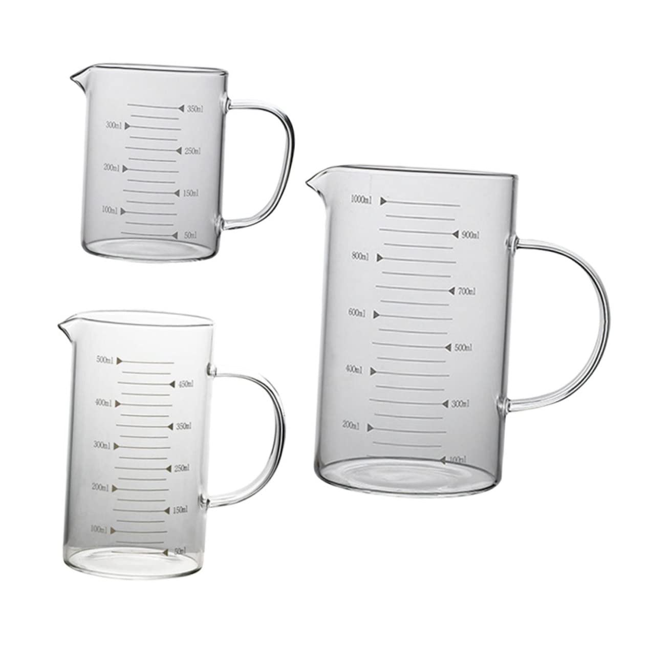 Mikinona Lot de 3 tasses à mesurer en verre pour le lait pour les restaurants les bars pour un débit fluide