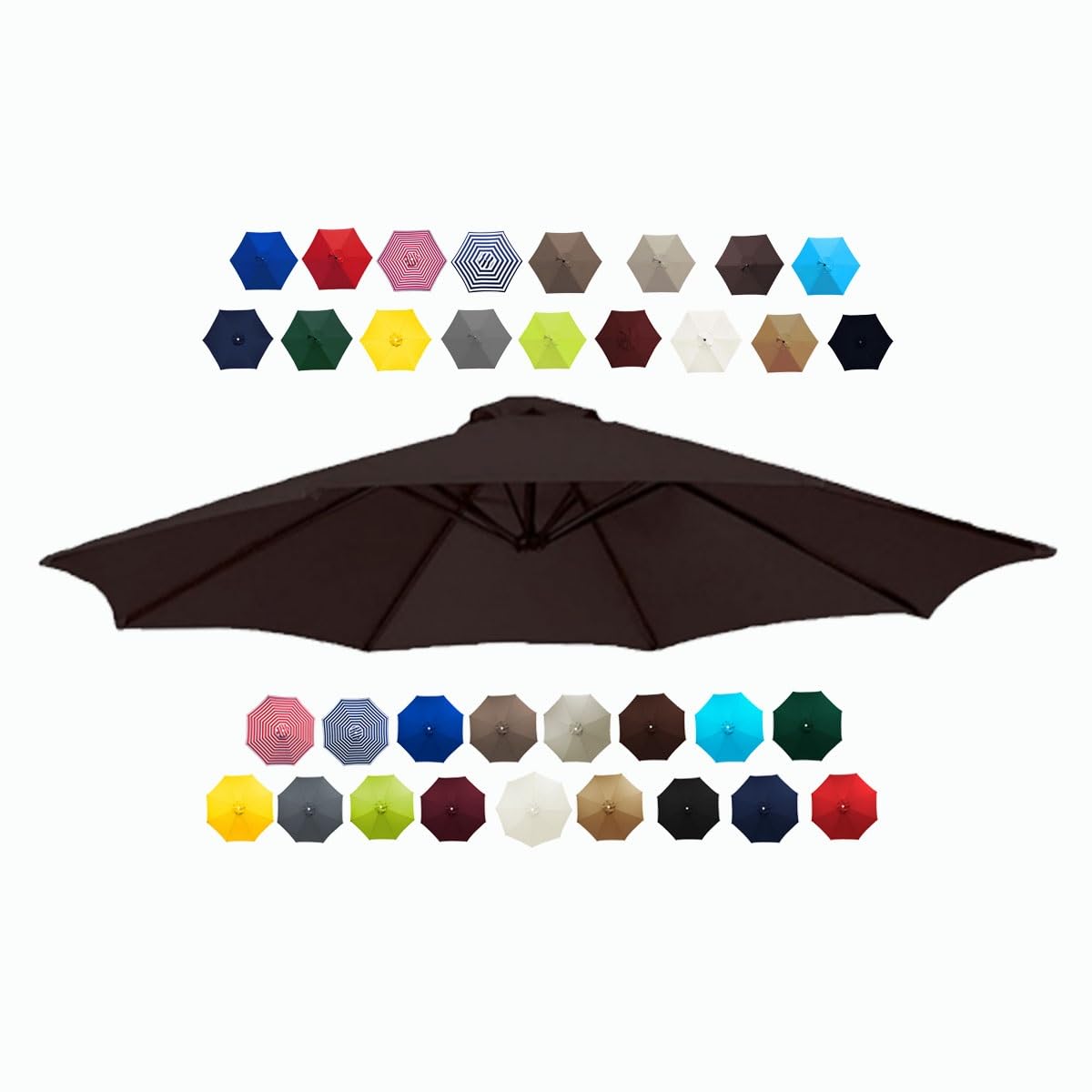 BEEGMA Patio Umbrella Replacement Canopy 6 Ribs 8 Ribs Parasol Canopy Cover for 2.0m 2.30m 2.50m 2.70m 3.0m Multicolor Canopy Replacement Top (Color : Coffee, Size : 2.70m/9FT-8Ribs)